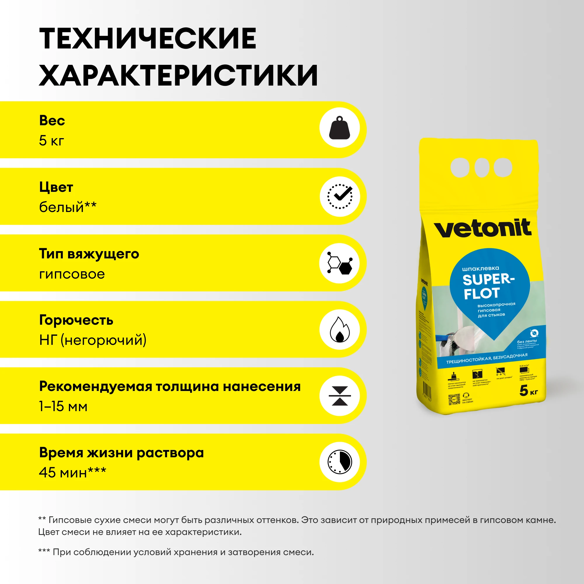 Гипсовая шпаклевка для стыков Vetonit SUPERFLOT 5 кг (3)
