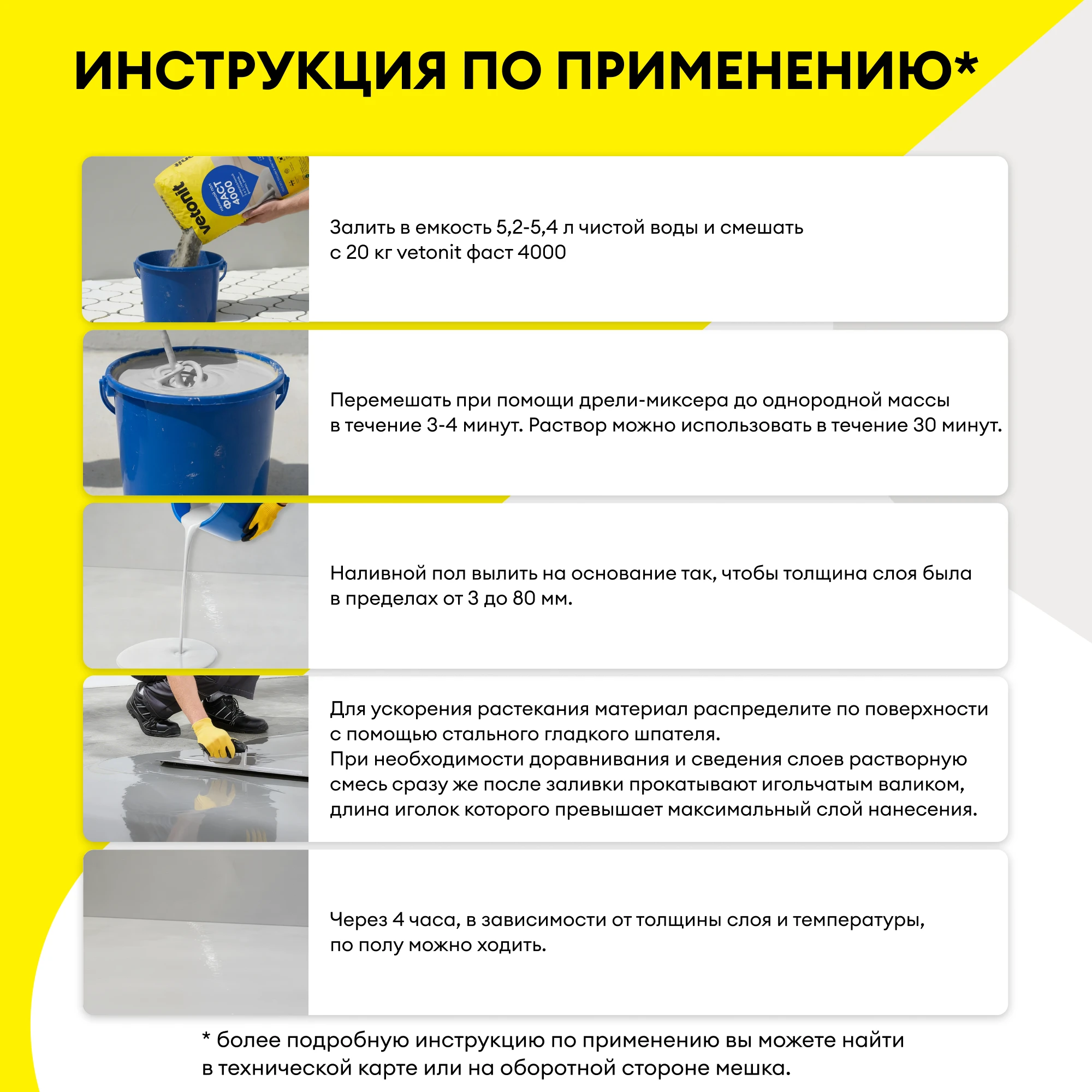 Наливной пол Vetonit фаст 4000 (быстрый) 20 кг (8)
