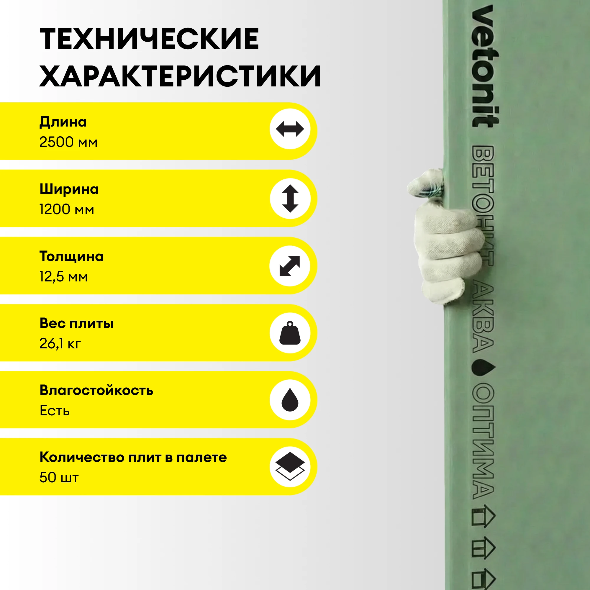 ГСП Vetonit Аква Оптима 2500х1200х12.5мм (3)