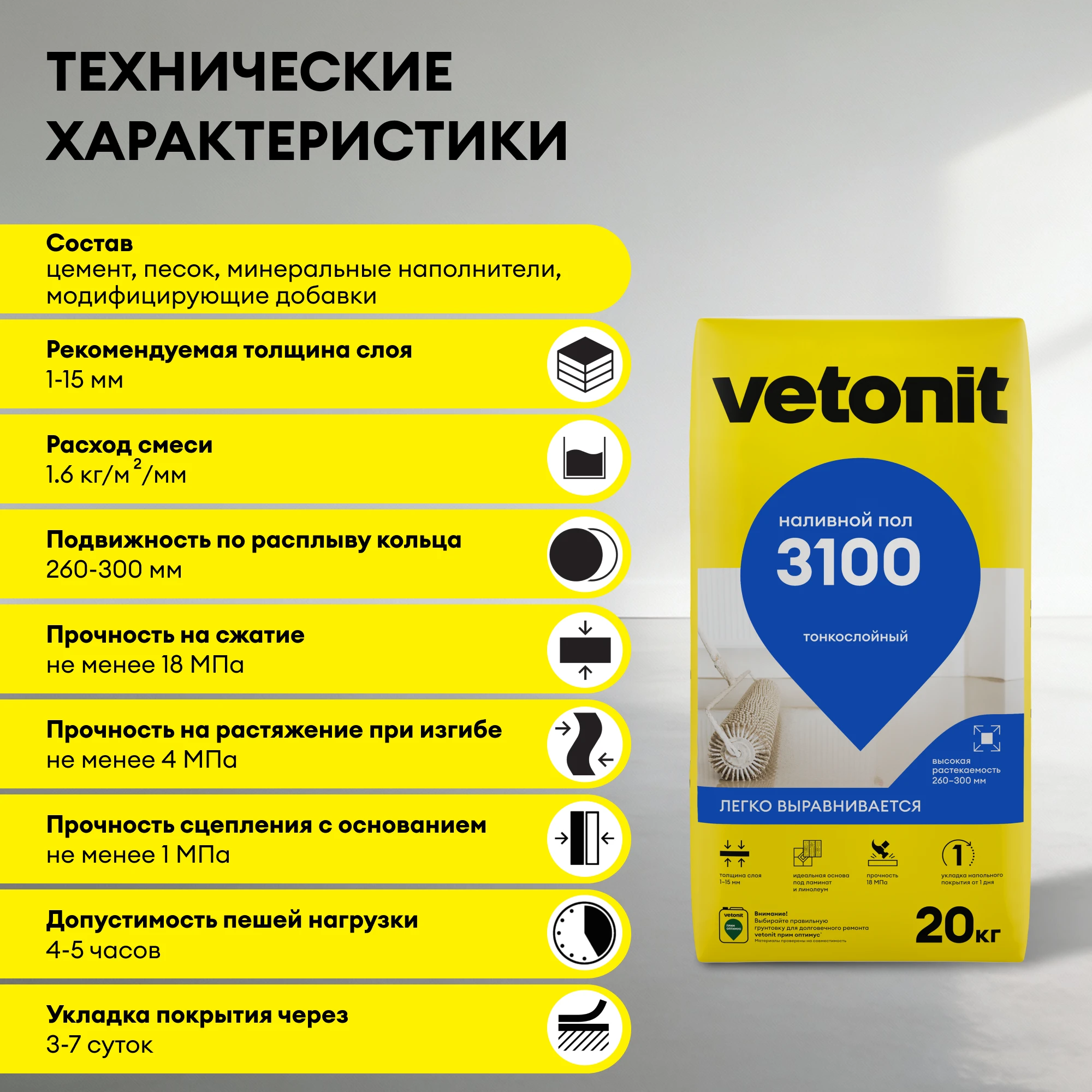 Наливной пол Vetonit 3100 20 кг (7)