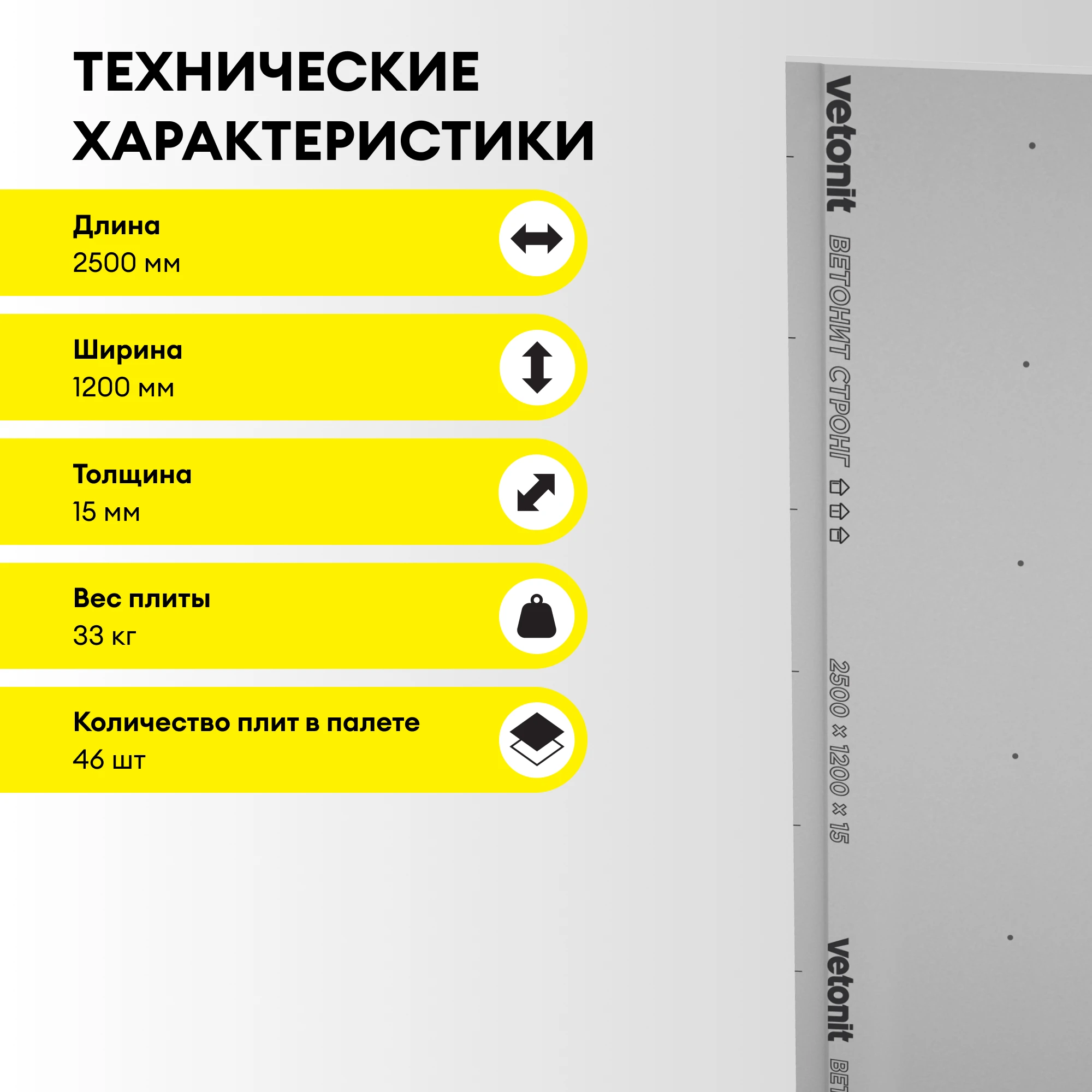 ГСП Vetonit Стронг (Прочный) 2500х1200х15мм (3)
