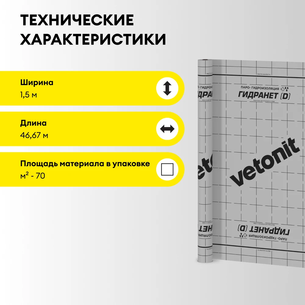 Гидроизоляционная пленка Vetonit Гидранет (Д) 70 м2 (4)