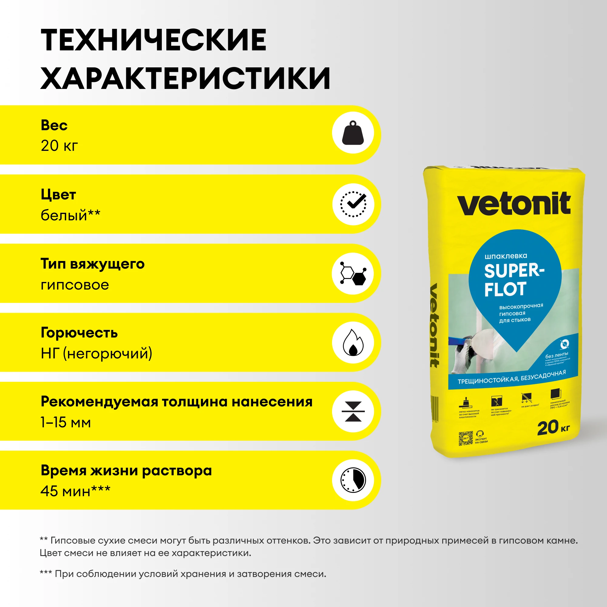 Гипсовая шпаклевка для стыков Vetonit SUPERFLOT 20 кг (3)
