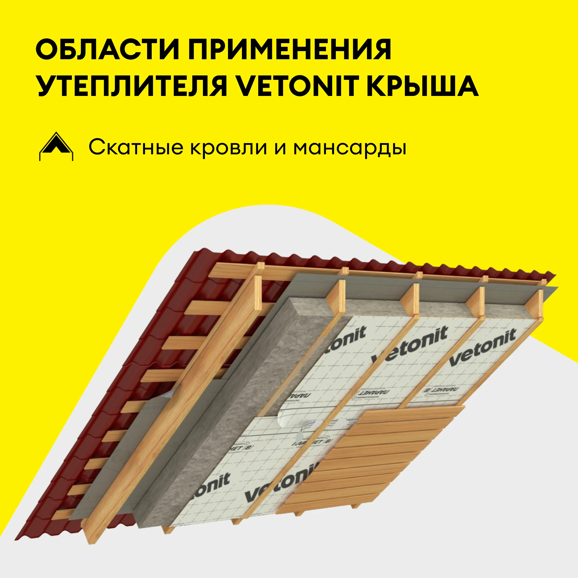 Утеплитель Vetonit Тепло и Тихо Крыша 150мм (4.88м2 / 0.732м3), фото товара (1) Утеплитель Vetonit Тепло и Тихо Крыша 150мм (4.88м2 / 0.732м3) (1)