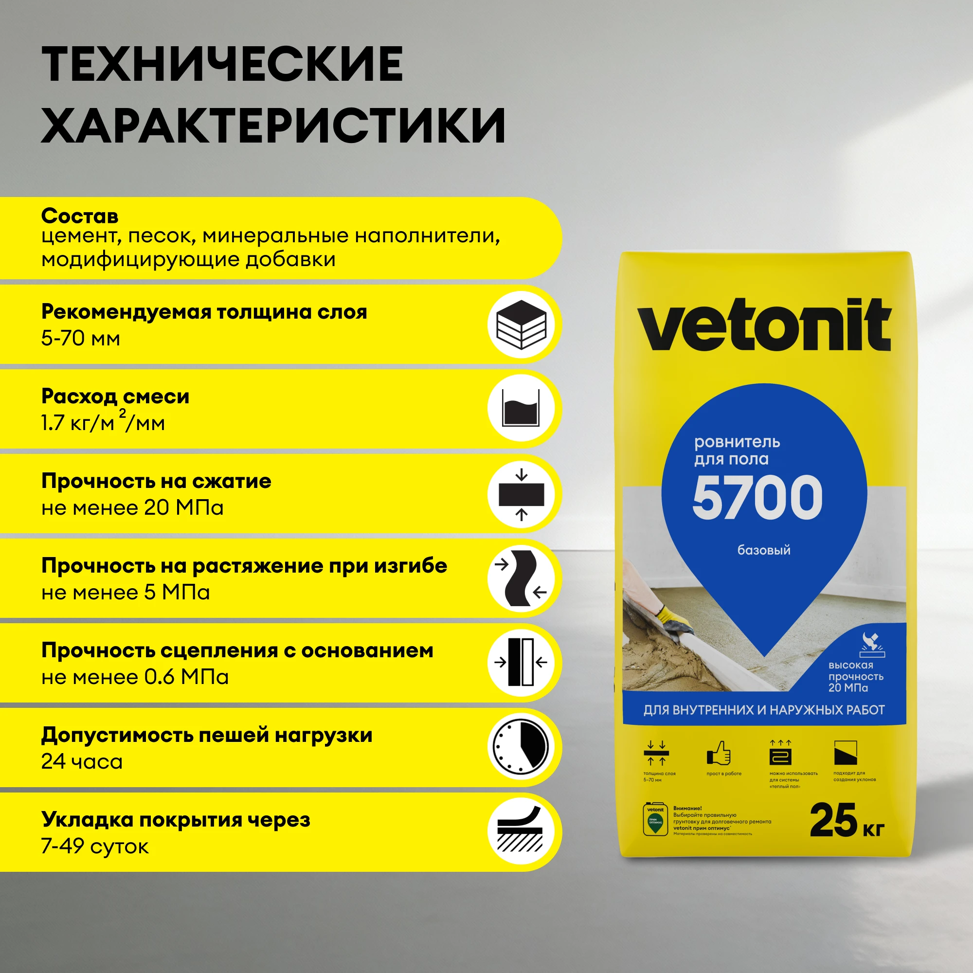 Ровнитель для пола Vetonit 5700 25 кг (7)