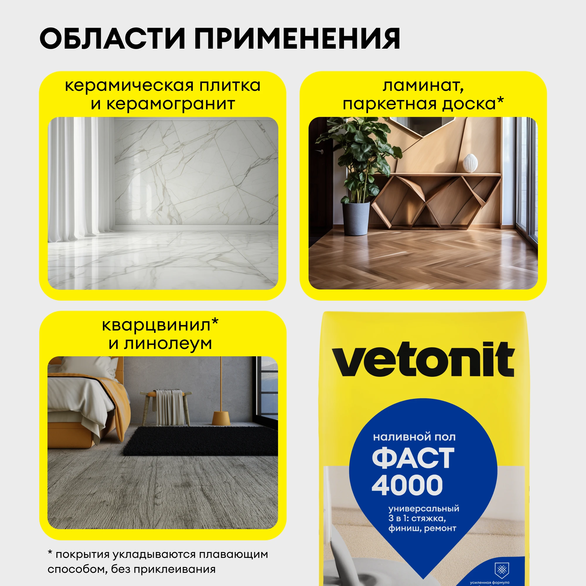 Наливной пол Vetonit фаст 4000 (быстрый) 20 кг (2)