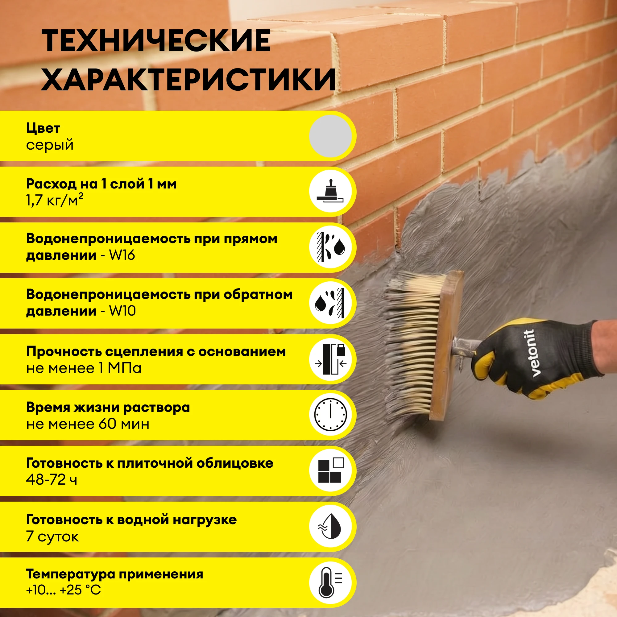 Гидроизоляция Vetonit тек ДуоФлекс 25 кг + 8,3 кг (6)